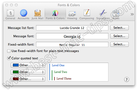 change default font in mail for mac